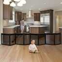 Extra Wide Baby Gate Playpen with Heat-Resistant Mesh,8 Panel Foldable Baby Fence,Indoor/Outdoor Safety Barrier,Dog Playpen & Fireplace Gate (220 Inch, Black)