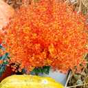 12 Bundles Artificial Fall Flowers for Outdoors, No Fade Faux Autumn Plants, UV Resistant for Thanksgiving Days, Home Dcor (Orange Red)