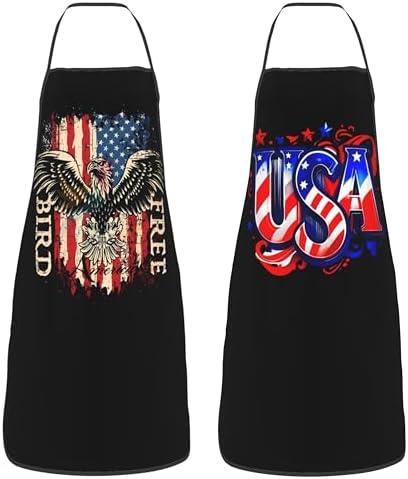 Dumoldpa USA American Flag Aprons Mens Aprons Funny Cooking Kitchen Aprons for Women Fathers Day Gift His Hers Gifts Couple Gifts for Wedding Cool Bridal Shower Engagement Anniversary