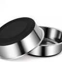 Dog Bowls Durable Heavy Duty Stainless Steel Dog Bowls Non-Slip Basic Bowl for Dogs with Rubber Base (2 Pack, 7 Cups)