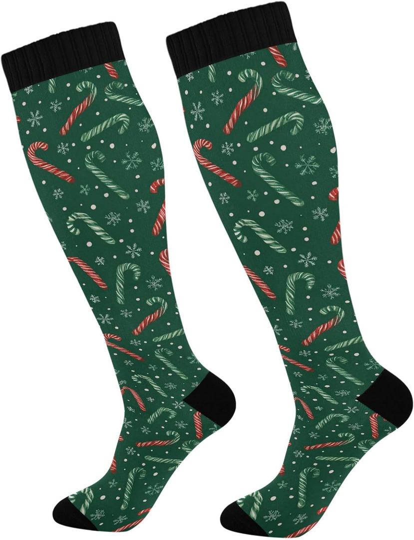 Wusikd Milk Cow Compression Socks for Women and Men Circulation Flowers Long Socks for Athletic Running 2 (Multi 1)