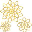 Moxweyeni 3 Pieces Metal Flowers Wall Decoration, Metal Rustic Wall Art Farmhouse Multiple Floral Hanging Decoration for Bathroom Living Room Kitchen Garden Office(Gold)