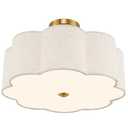 AUTELO 3-Light Bedroom Ceiling Light, 17.7 Inch Brushed Gold Semi Flush Mount Ceiling Light with Flower-Shaped White Fabric, Farmhouse Ceiling Light for Bedroom Hallway, C2507 BGL-8
