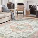 Keen Home Design 3x5 Rug - Machine Washable Entry Rug with Non-Slip Backing, Ideal for Enteryway, Kitchen, Bathroom, Laundry Room - Vintage, Easy Clean, Durable, Low Pile - (3' x 5') (Orange/Offwhite)