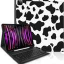 TopPerfekt Keyboard Case for iPad Pro 12.9" 6th/5th/4th/3rd Gen (2022/2021/2020/2018), Magnetically Absorbent, Auto Sleep/Wake,Support 2nd Gen Pencil Wireless Charge, with Pencil Holder - Black Cow