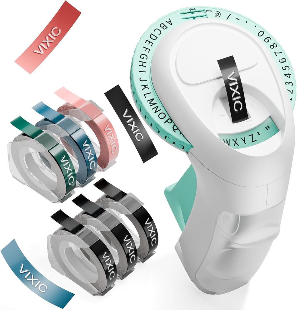 Vixic Retro Label Maker - Embossed Label Printer for Home, Kitchen, Office Organization - DIY