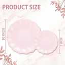 Rubtlamp 60Pcs Pink Scalloped Plastic Plates, Heavy Duty Pink Wavy Party Plates,Fancy Disposable Plate with Ruffled Edge,Floral Elegant Plate Include 30Salad Plates,30Dinner Plates for Wedding