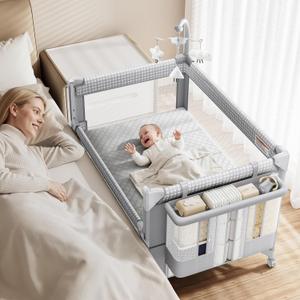 Baby Bassinet, Pack and Play, Bedside Crib Sleeper, Diaper Changer
