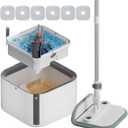 KZKR Upgraded Spin Mop and Bucket Set, Separate Clean and Dirty Water System, 360° Foldable Square Mop Bucket Head with Washable Microfiber Mop Pad, Detachable Bucket for Home Floor Cleaning