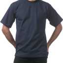 Pro Club Men's 3-Pack Heavyweight Cotton Short Sleeve Crew Neck T-Shirt (Blue, L)
