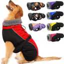IECOii Extra Warm Dog Coat - Reflective, Adjustable Winter Jacket with Buckle & Fleece Turtleneck for Small to Extra Large Dogs (XX-Large(Chest:29.9-35.4 in), Red)