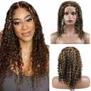 Highlight Blonde Lace Front Wigs Human Hair P1B/27 Colored Wigs For Black Women 4x1 HD Lace Closure Wig Virgin Hair 20'' Kinky Curly P1B/27 Honey Blonde Colored Wig 150% Density Per Plucked