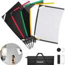 Neewer Foldable Scrim Flag Kit, 18x24in/45x60cm 5 in 1 Photography Flag Panel Lighting Reflector Diffuser Light Modifier Shaper for Soft, Diffused & Light Effects, Carry Bag Included, SF4560F