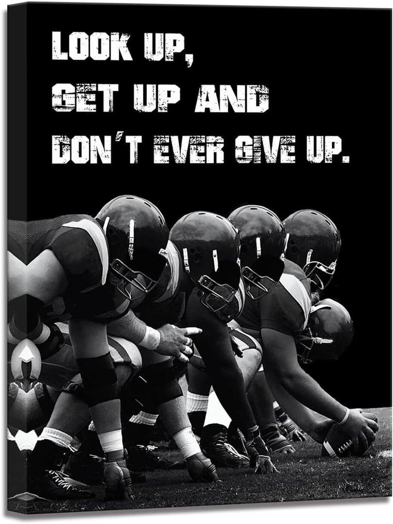 Inspirational Wall Art Look Up Get Up and Dont Ever Give Up Football Decor for Boys Room Positive Affirmations Pictures for Office Wall Decor Office Decorations for Work Motivational Poster 12x16inch