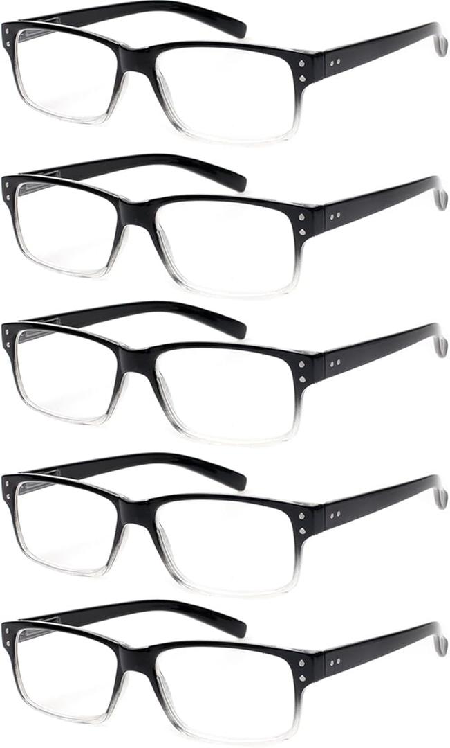 NORPERWIS Reading Glasses 5 Pairs Quality Readers Spring Hinge Glasses for Reading for Men and Women (5BLACK, 4.00)