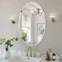 Frameless Oval Mirror, 18"x26" Beveled Oval Bathroom Mirrors, Wall Mounted Vanity Mirror for Bedroom, Entryway, Living Room, Hangs Horizontally or Vertically