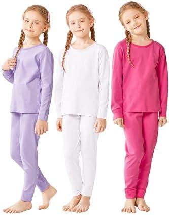 Resinta Girls Cotton Thermal Underwear Set Toddler Long Johns Kids Winter Base Layer Top & Bottom, 3T