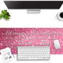 Knseva. Large Gaming Mouse Pad with Stitched Edges, Be Strong and Courageous Inspirational Quote Joshua 1:9 Bible Verse Scripture Pink Glitter Background, Anti-Slip Waterproof XXL Extended Desk Mat (Abstract Fantasy)