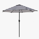 Blissun 9' Outdoor Patio Umbrella, Outdoor Table Umbrella, Yard Umbrella, Market Umbrella with 8 Sturdy Ribs, Push Button Tilt and Crank, Black & White Stripe