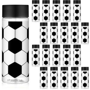 Skylety 24 Pcs Soccer Plastic Bottles with Lids 13.5 oz Soccer Team Gifts Bulk Reusable Juice Sensory Bottles Plastic Drink Container Sports Themed Birthday Party Supplies
