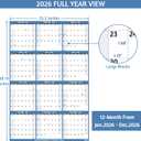 4 x 2026 Yearly Wall Calendar - Large Yearly Calendar 2026, Jan 2026 - Dec 2026, 25.2" x 38.2" (Open), 2026 Calendar, Large Wall Calendar 2026, Full Year Paper with Notes, Thicker Paper - Light blue