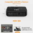 1Mii Bluetooth 5.3 Transmitter for TV to 2 Wireless Headphones, Long Range 100ft Bluetooth Adapter for TV aptX Adaptive & HD/Volume Control, Optical/USB/AUX/RCA Audio Inputs