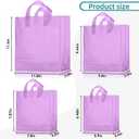 Weewooday 100 Pcs Frosted Plastic Gift Bags with Handles for Small Business Clear Shopping Bags with Cardboard Bottom,4 Sizes (Purple)
