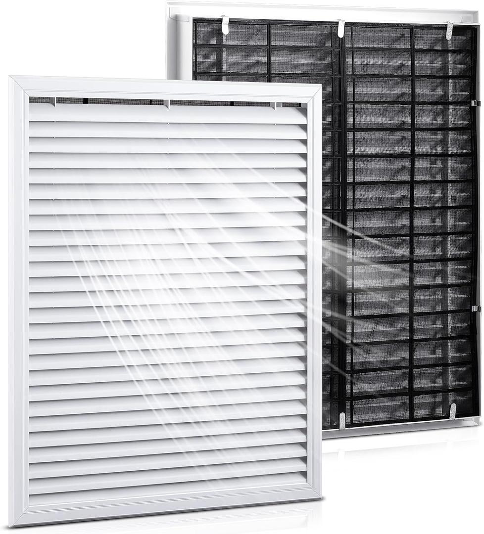 Blulu 2 Pcs 24''×30'' Duct Opening Decorative Gable Vent ABS with Mesh, 24''×30'' Duct Size