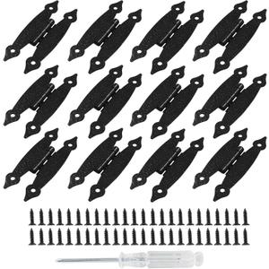 12 Pack H-Shape Cabinet Hinges, 3.5 Inch Length Hammercraft Flat Flush Mount Door Hinges for Kitchen Cupboard Wardrobe (Black)