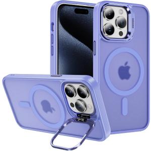 2 x for iPhone 15 Pro Case Compatible with Magsafe, Translucent Matte Camera Kickstand iPhone 15 Pro Case Shockproof Heavy Duty Protective Cover Case for iPhone 15 Pro
