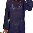 Women Swimsuit Crochet Swim Cover Up 2025 Summer Bathing Suit Swimwear Mesh Knit Beach Dress Vacation Outfits Size L