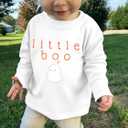 JINTING Mommy and Me Matching Outfits Halloween Little Boo Sweatshirt Spooky Mama Long Sleeve Shirt Tops (White, XXL)
