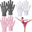 Jecery 3 Pairs Large Ice Figure Skating Gloves for Adults Winter Ice Skating Accessories with Bow Rhinestone Gel Padded Anti Slip Gloves Warm Mitten for Women Gifts