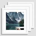 Hongkee 10x10 White Picture Frames set of 3, Made of Wooden and Real Glass Square Photo frame - Displays 8x8 Picture With Mat or 10 x 10 Without Mat, Desktop & Wall Collage Frame set