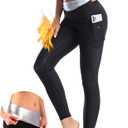 Nano Hertz Sauna Sweat Suit Shapewear Shorts Pockets Waist Trainer Body Sweatsuit Exercise Fitness Gym Women Girl (Large)