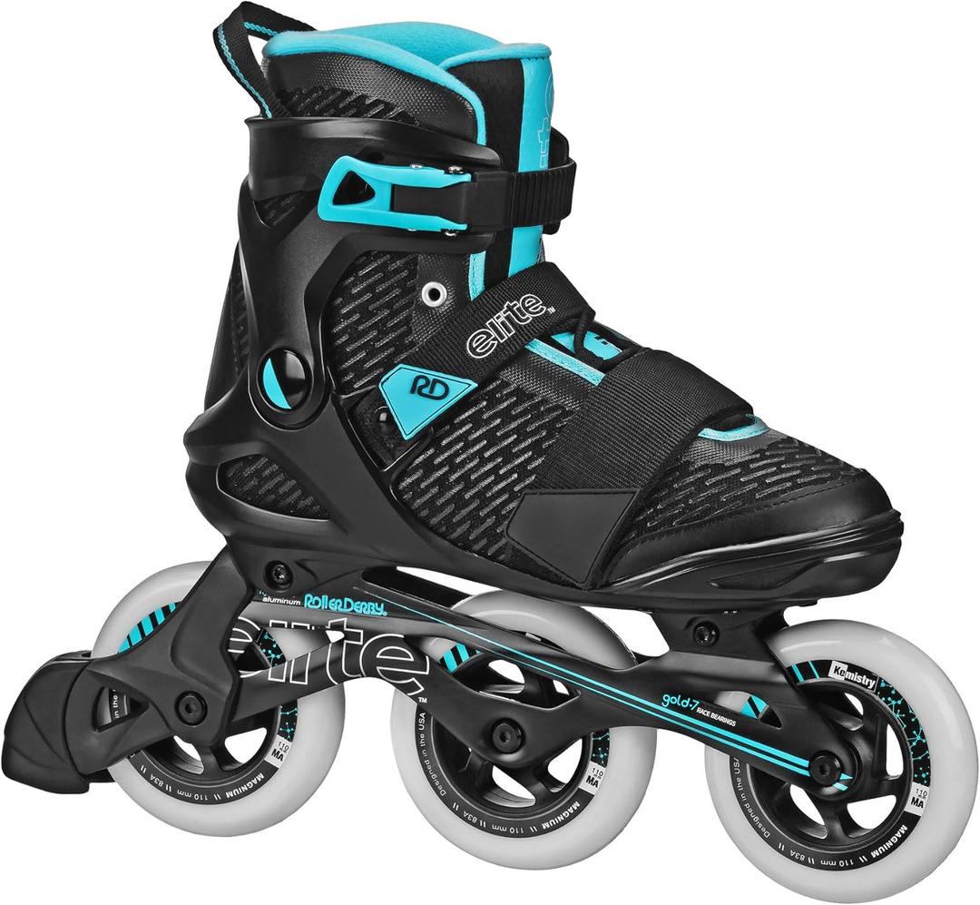 Roller Derby Elite Delta Inline Skates (10, Black/Teal)