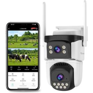 VSTARCAM 3MP+3MP Dual-Lens Outdoor Security Camera Wireless, 2K, 360 View, Color Night Vision, PIR Motion Detection, Spotlight Siren Alarm, 2-Way Talk, IP66 Weatherproof, Cloud/SD Storage