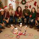 Soaoo Christmas Ring Toss Games for Party Christmas Inflatable Nutcrackers Ring Toss Game with 8 Rings for Xmas Adults Families Gifts Indoor Outdoor Xmas Holiday Party Supplies Decorations