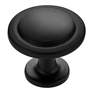 Ravinte 30 Pack 1-1/4 inch Matte Black Zinc Euro-Style Cabinet Knobs, Drawer Pulls & Door Handles