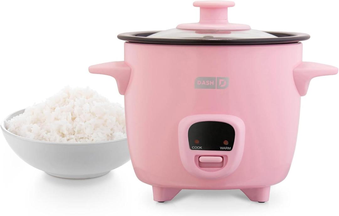 DASH Mini Rice Cooker Steamer with Removable Nonstick Pot, Keep Warm Function & Recipe Guide, Half Quart, for Soups, Stews, Grains & Oatmeal - Pink