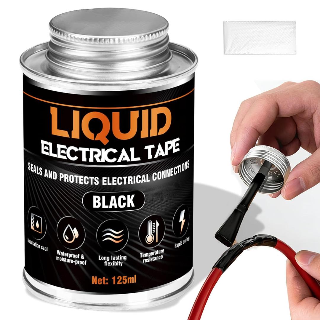 Liquid Electrical Tape, Quick Drying Insulating Electrical Glue, Black Waterproof Wire Glue, High Temperature Resistant; Ideal for Wire Equipment Repair, Automotive, Marine, and Home Use, 4OZ