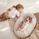 Baby Lounger for Newborn: Portable & Lightweight Pillow for Tummy Time Playtime & Diaper Changes - Skin-Friendly & Breathable for 0-12 Month Supervised Use