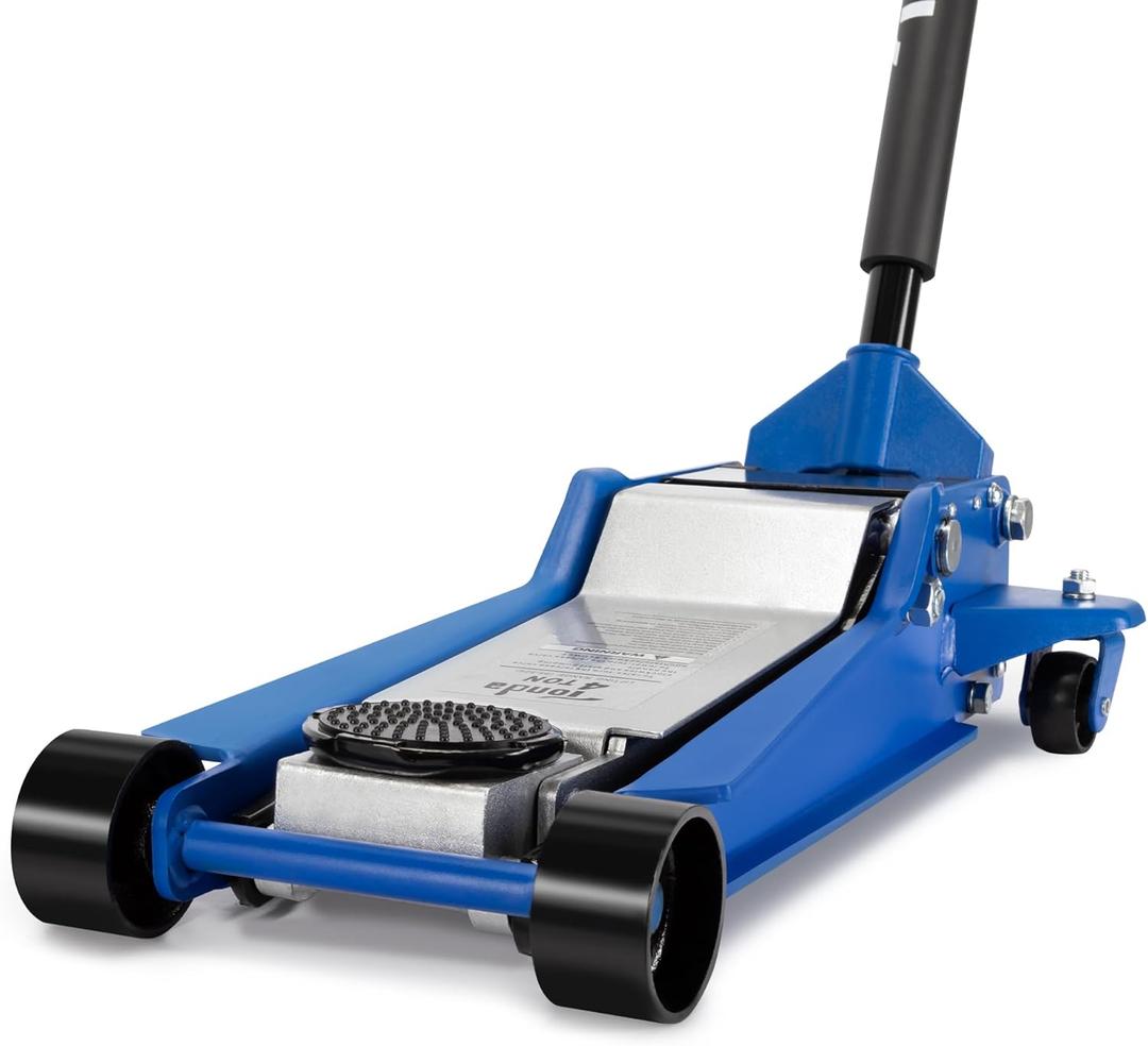 A A IN Hydraulic Low Profile Service/Floor Jack with Dual Piston Quick Lift Pump, 4 Ton (8,000 lb) Capacity, Blue