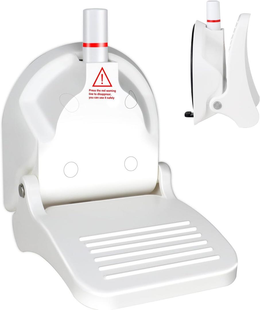 Shower Foot Rest with Reusable Suction Cup for Shaving Legs,Anti-Slip Shower Pedal with No Drilling Suction Cup,Foldable Shower Step with Powerful Suction Cup for Pregnant Woman & Back Pain Sufferers