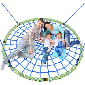 Trekassy 60 Large Spider Web Tree Swing for Kids and Adults, 750lbs Outdoor Net Swing with Steel Frame and 2 Hanging Straps (Yellow)