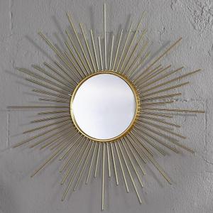 24'' Large Gold Sunburst Mirror, Metal Starburst Mirrors, Mid-Century Modern Sun Mirror Wall Decor for Living Room, Bedroom, Bathroom, Hallway, and Entryway
