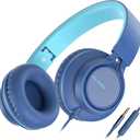 AILIHEN C8 Headphones Wired, On-Ear Headphones with Microphone and Volume Control, Corded 3.5mm Headset for Boys Girl School Smartphones Chromebook Laptop Computer Tablets Airplane Travel (Indigo) (Medium)