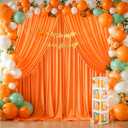 Orange Backdrop Curtains 4 Panels - Wrinkle-Free Polyester Photography Drapes for Baby Shower & Birthday Party - 16 X 10FT