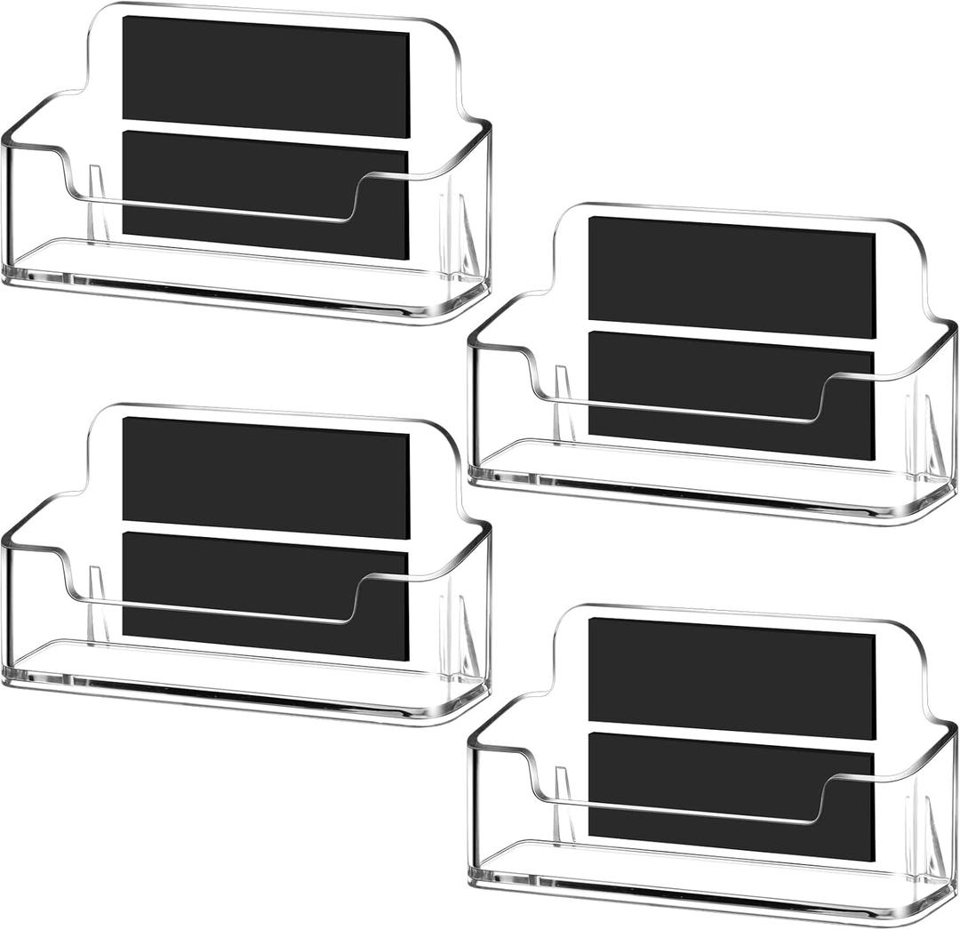 Magnetic Business Card Holder Business Card Display Clear Desk Holder for Office Desk Home Office(4 Pcs)
