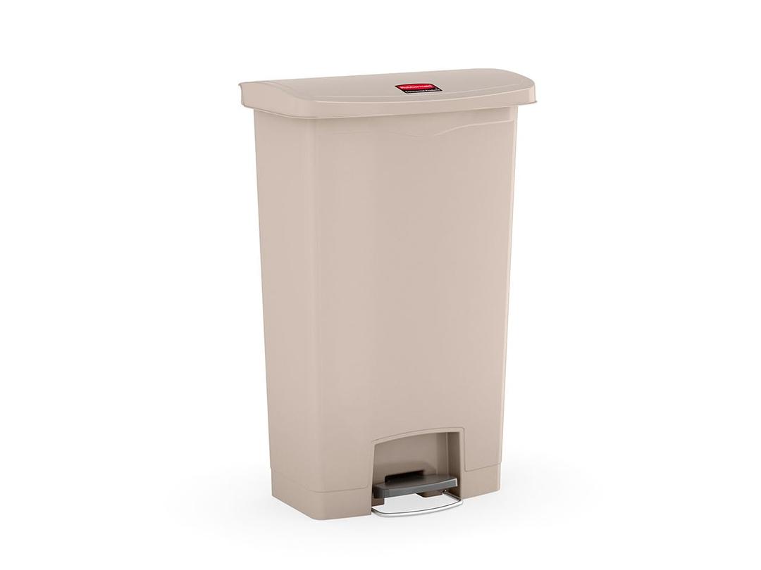 Rubbermaid Commercial Products STREAMLINE Plastic Front Step Step-On-Trash/Garbage Can/Bin 18 GAL Beige for Doctor's Office/Hospitals/Healthcare